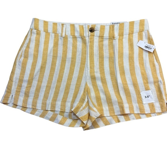 Old Navy Everyday Yellow/White Striped Linen Blend Shorts Size 8 NWT & Size 14 - Picture 2 of 11